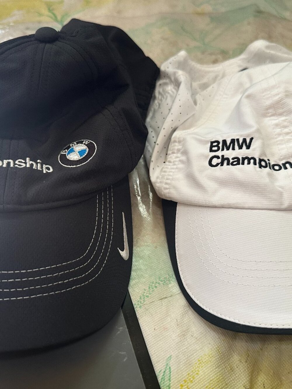 Lot of 2 BMW Championship Nike Golf Strapback Dad Hats Cap Black White